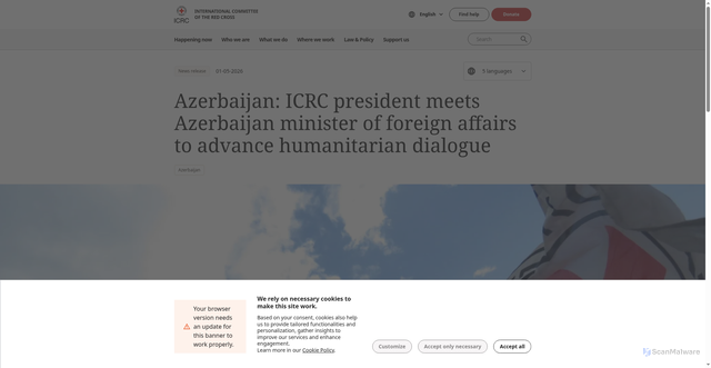 Security scan screenshot of https://www.icrc.org/en/news-release/icrc-president-meets-azerbaijan-minister-foreign-affairs-advance-humanitarian-dialogue