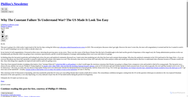 Security scan screenshot of https://phillipspobrien.substack.com/p/why-the-constant-failure-to-understand