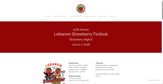 Security scan screenshot of https://www.lebanonstrawberryfest.com/