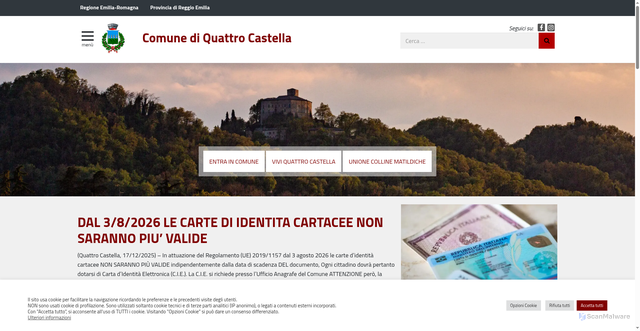 Security scan screenshot of https://www.comune.quattro-castella.re.it/