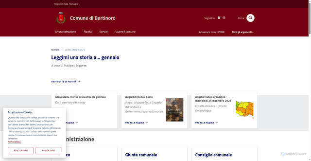 Security scan screenshot of https://www.comune.bertinoro.fc.it/