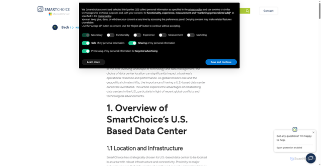 Security scan screenshot of https://smartchoiceus.com/blog/why-having-a-u-s-based-data-center-is-a-major-plus/