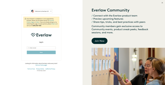 Security scan screenshot of https://app.everlaw.com