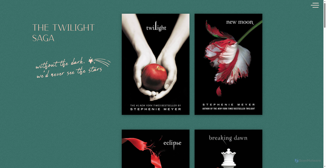 Security scan screenshot of https://stepheniemeyer.com/the-twilight-saga/
