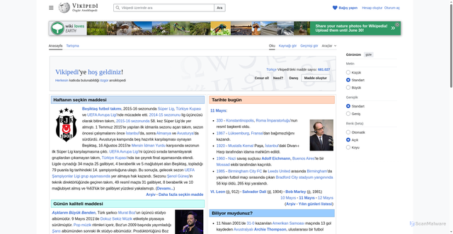 Security scan screenshot of https://tr.wikipedia.org