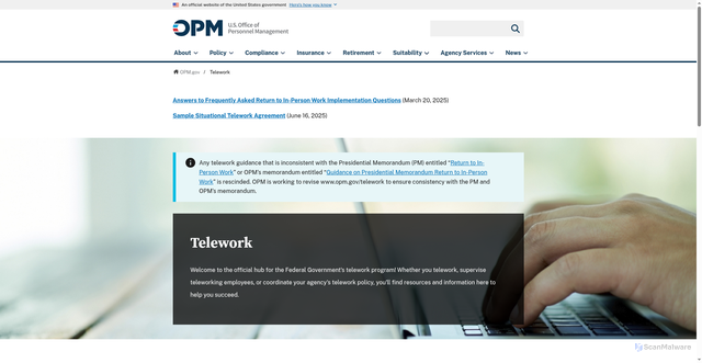 Security scan screenshot of https://www.opm.gov/telework/