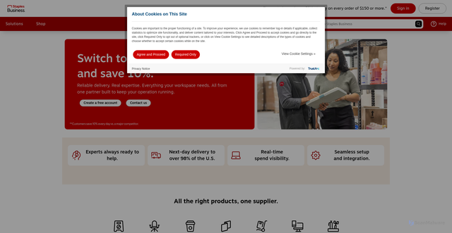 Security scan screenshot of https://www.staplesadvantage.com