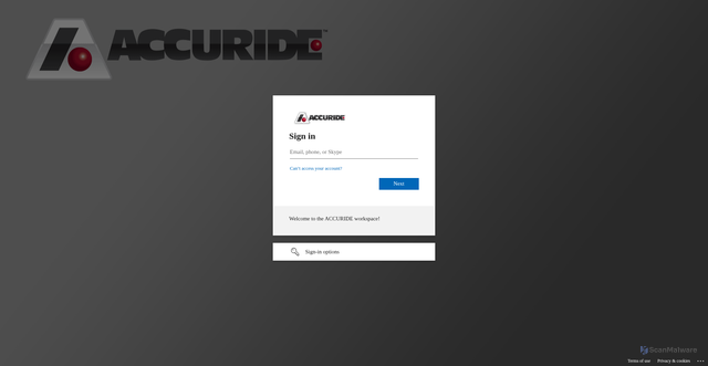 Security scan screenshot of https://accuridecorp-my.sharepoint.com