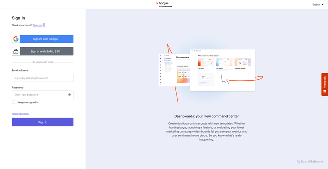 Security scan screenshot of https://insights.hotjar.com