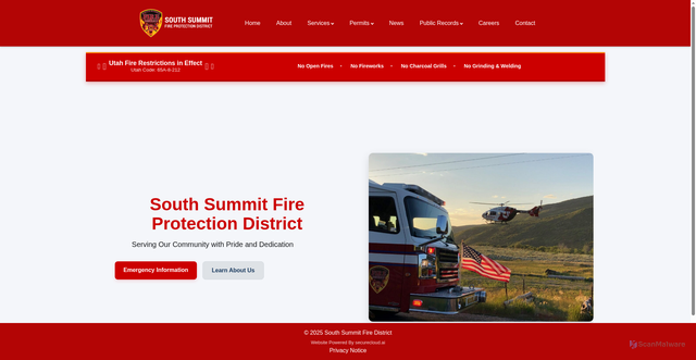 Security scan screenshot of https://southsummitfd.gov/