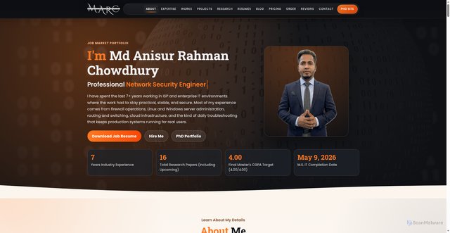 Security scan screenshot of http://marc-portfolio-y71.pages.dev/