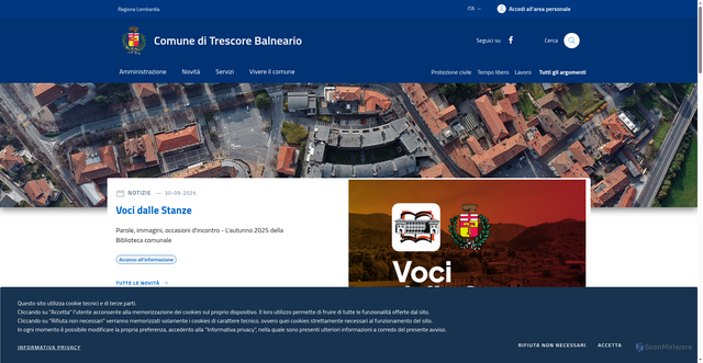 Security scan screenshot of https://www.comune.trescore-balneario.bg.it/