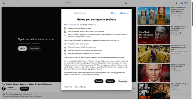 Security scan screenshot of https://www.youtube.com/watch?v=iETv5ysJ9l8