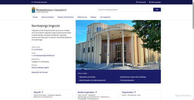 Security scan screenshot of https://www.norrkopingstingsratt.domstol.se