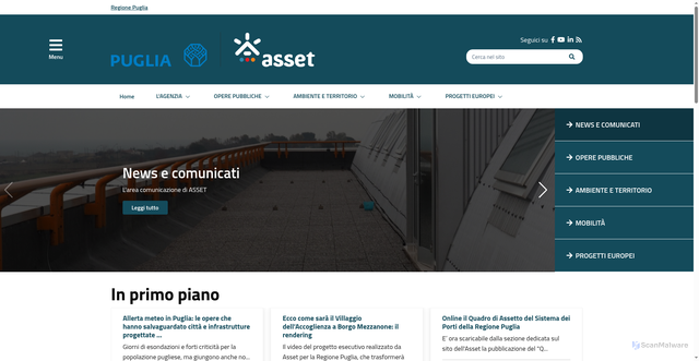 Security scan screenshot of https://asset.regione.puglia.it/