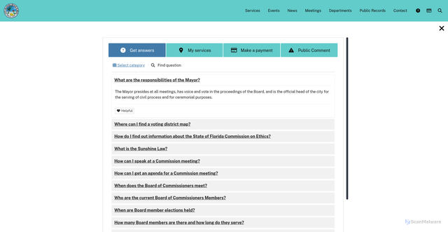 Security scan screenshot of https://madeirabeachfl.gov/question/what-are-the-responsibilities-of-the-mayor/