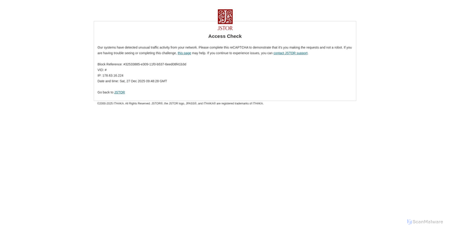 Security scan screenshot of https://www.jstor.org/stable/j.ctv1tjrv8c