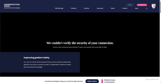 Security scan screenshot of https://pharmaceuticalpress.com