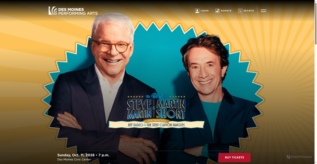 Security scan screenshot of https://www.desmoinesperformingarts.org/whats-on/events/2025-26/the-best-of-steve-martin-and-martin-short