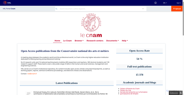 Security scan screenshot of https://cnam.hal.science