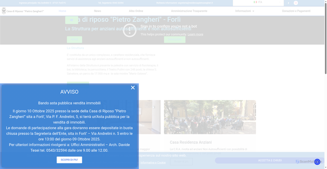 Security scan screenshot of https://www.residenzapietrozangheri.it/