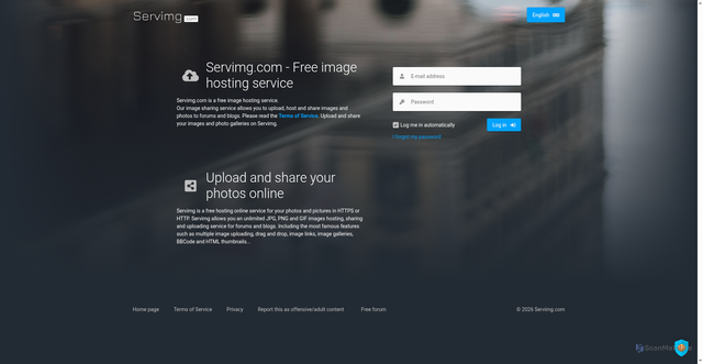 Security scan screenshot of https://servimg.com