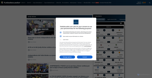 Security scan screenshot of https://www.futbolecuador.com/etiqueta/jordy-alcivar