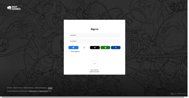 Security scan screenshot of https://login.riotgames.com/