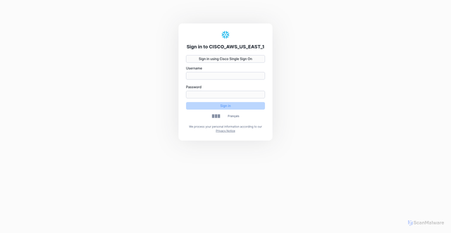 Security scan screenshot of https://cisco.us-east-1.snowflakecomputing.com