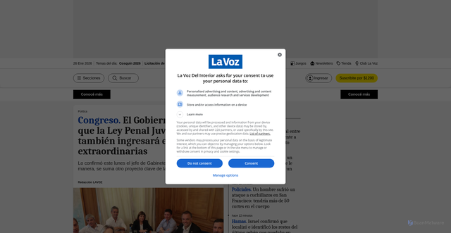 Security scan screenshot of https://lavoz.com.ar
