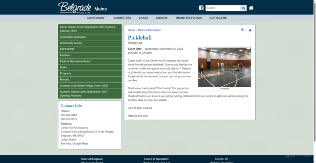 Security scan screenshot of https://www.belgrademaine.gov/parks-recreation/events/81716
