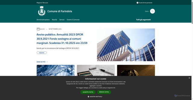Security scan screenshot of https://www.comune.farindola.pe.it/it