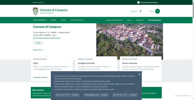 Security scan screenshot of https://www.comune.campora.sa.it/
