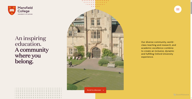 Security scan screenshot of https://www.mansfield.ox.ac.uk/