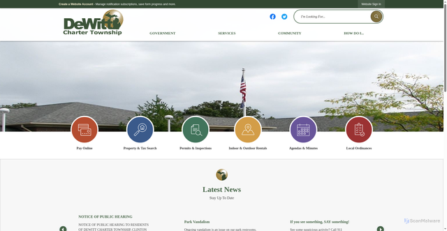 Security scan screenshot of https://dewitttownship.gov/