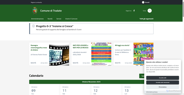 Security scan screenshot of https://comune.tradate.va.it/