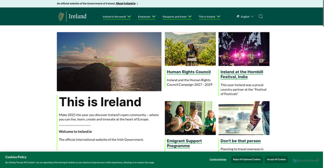 Security scan screenshot of https://www.dfa.ie/