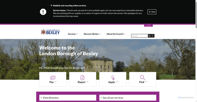 Security scan screenshot of https://www.bexley.gov.uk/