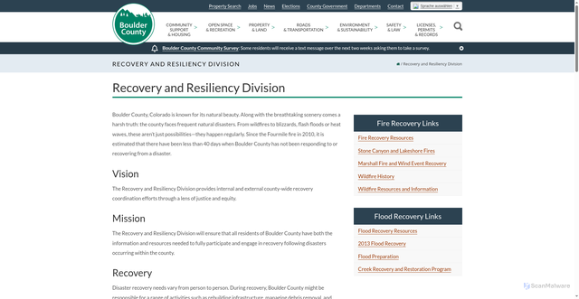 Security scan screenshot of https://bouldercounty.gov/disasters/
