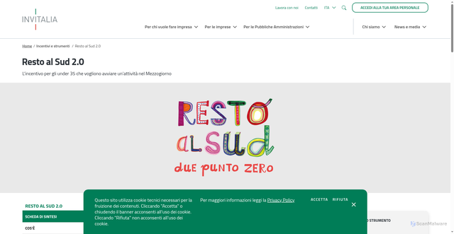 Security scan screenshot of http://www.invitalia.it/incentivi-e-strumenti/resto-al-sud-20