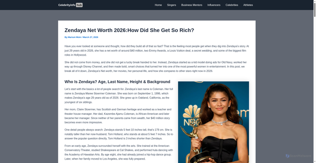 Security scan screenshot of https://celebrityinfohub.com/zendaya-net-worth-2026how-did-she-get-so-rich/