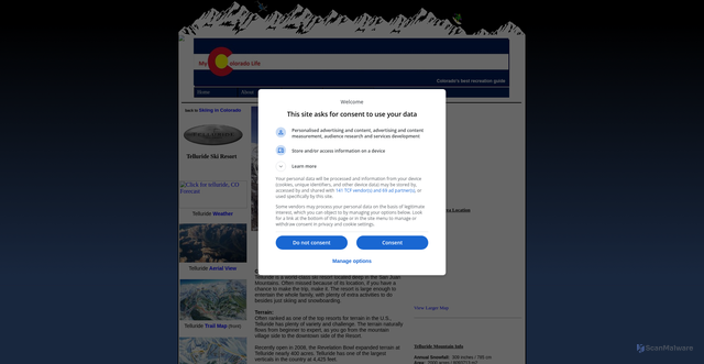 Security scan screenshot of http://www.mycoloradolife.com/colorado-ski-resorts/Telluride-Ski-Resort.html