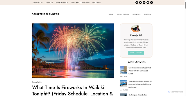 Security scan screenshot of https://oahutripplanners.com/what-time-is-fireworks-in-waikiki/