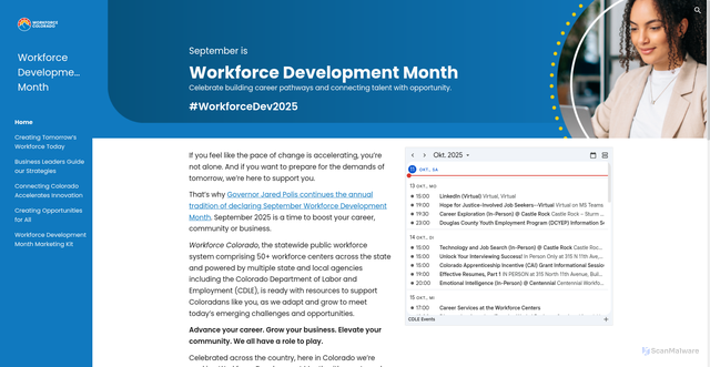 Security scan screenshot of https://sites.google.com/state.co.us/workforce-development-month/home
