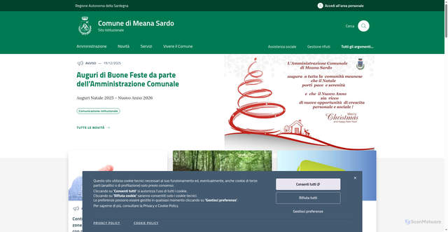 Security scan screenshot of https://comune.meanasardo.nu.it/
