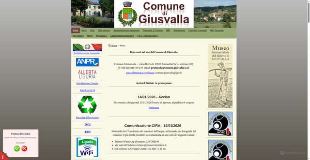 Security scan screenshot of https://comune.giusvalla.sv.it/home/