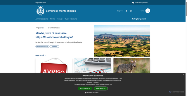Security scan screenshot of https://www.comune.monterinaldo.fm.it