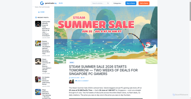 Security scan screenshot of https://www.gametrader.sg/blog/steam-summer-sale-2026-singapore-guide/