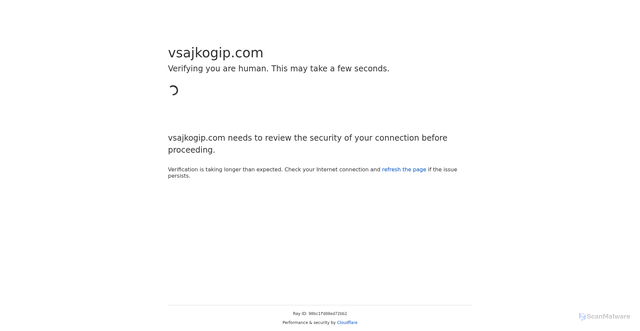 Security scan screenshot of https://vsajkogip.com/?token=q63okdNIfyQTNSjzKJ7c