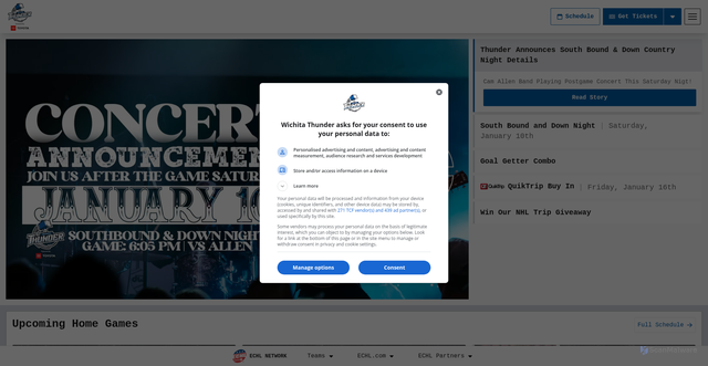Security scan screenshot of https://wichitathunder.com/
